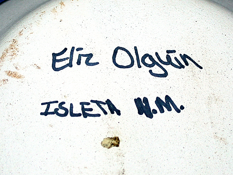  Signed Eliz Olguin Isleta N M Hand Painted Pottery Bowl 2